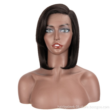 Neutral hairstyle Pixie Cut Bob With side Part Natural Brazilian Remy Straight Hair Lace Part Wig Lace Front Wig Human Hair Wigs